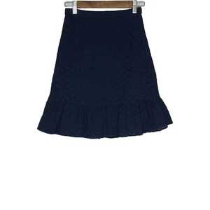 Draper James RSVP Women's Navy Blue Tiered 100% Cotton Skirt Size 2 - Picture 1 of 7