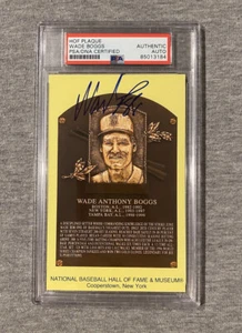 BOSTON RED SOX- WADE BOGGS AUTOGRAPH HALL OF FAME PLAQUE CARD PSA/DNA SLAB 184 - Picture 1 of 1