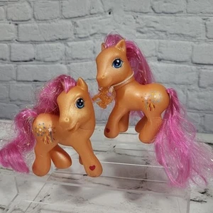 Hasbro My Little Pony G3 Sparkleworks Orange Pink Tinsel Hair MLP 2002 Lot Of 2 - Picture 1 of 12