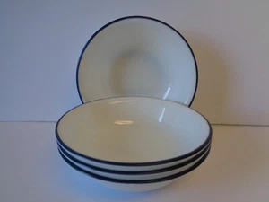 4 Corelle White Blue Band Small 10-oz Dessert Bowls Fusion Cobalt Classic Cafe