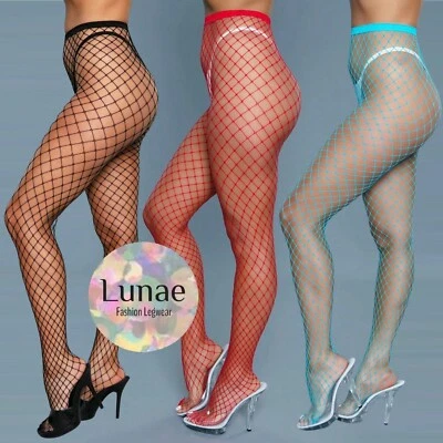fishnet tights medium-net mesh 8/10/12/14 rave cosplay festival UV dance goth - Image 1 of 2