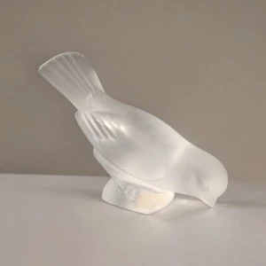 Lalique France Frosted Crystal Glass Sparrow Bird Figurine Paperweight Signed - Picture 1 of 16