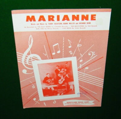 MARIANNE as Recorded by THE EASY RIDERS, 1955 Sheet Music, Very Good Condition - Image 1 of 4