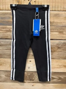 Adidas Originals Girls' 3 Stripe Cotton Leggings (Black / 4T) (CD6266) SH(S37T) - Picture 1 of 2