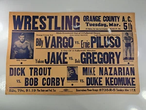 Vintage Wrestling Poster 1940's: Billy Varga Vs. Ernie Piluso 22x14in (S90) - Picture 1 of 18