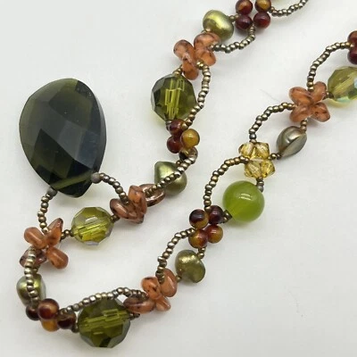 Colar estilo salada de frutas outono cores boho 14" ajustável - Imagem 1 de 4