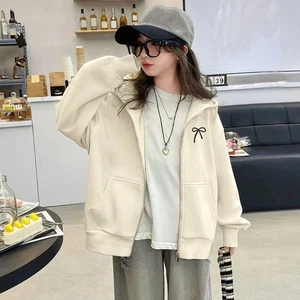 Child Girl Bowknot Hoodie Loose Y2k Coat Girls Autumn Winter - Picture 1 of 12