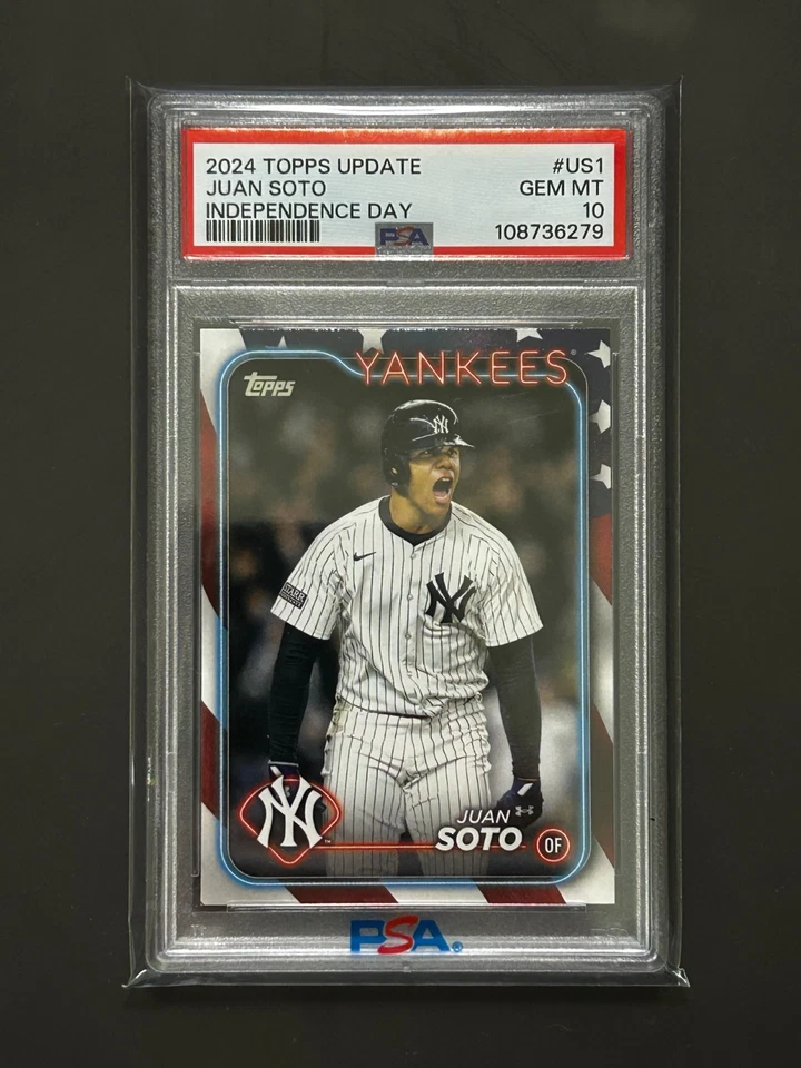 2024 Topps Update Juan Soto #US1 Independence Day - POP 3 #/76 PSA 10 - Image 1 of 1