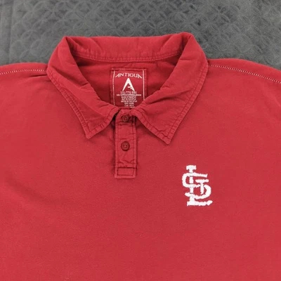 St Louis Cardinals Polo Shirt Antigua Embroidered MLB Red Short Sleeve Men 2XL - Image 1 of 4