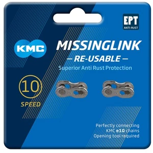 KMC MissingLink 10R EPT Silver 2Pr (Re-useable) cycle bike chain - Picture 1 of 2