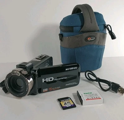 DVC HD ACTITOP Camcorder 1080p 24MP With SD CARD, CASE & CHARGING CORD  - Image 1 of 4