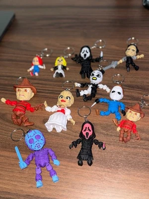 HORROR Flexi keychains Michael myers Jason Voorhees Ghost Face Terrifier Clown - Image 1 of 4