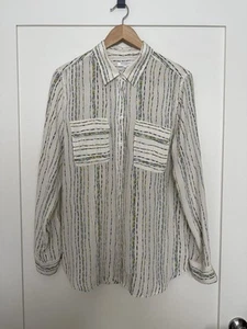 Equipment Femme Silk Blouse Womens Sz L White Striped Button Down Casual Career - Picture 1 of 11