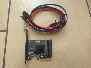 6 Port SATA PCI-E x4 Expansion Card Board Adapter HBA Host Bus Adapter ASM1166 - Picture 1 of 8