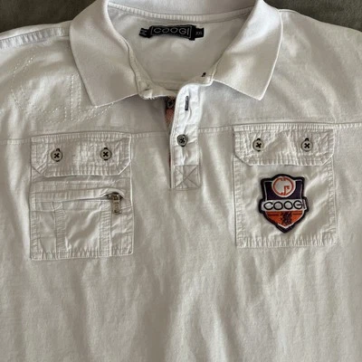 Polo vintage Coogi para hombre talla XXL bolsillos con botones cremallera blanco Foto 1 de 4