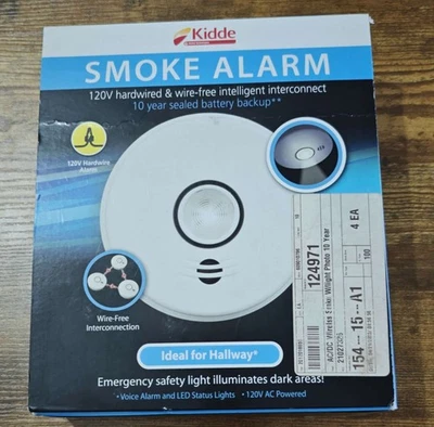KIDDE HARDWIRED SMOKE FIRE ALARM P4010LACS-W DETECTOR 10 YEAR BATTERY HALLWAY - Image 1 of 3