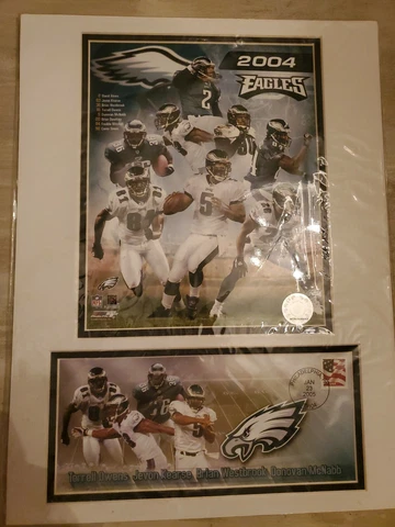 USPS Photo/Cover NFL Football 2004 Eagles McNabb Akers TO Westbrook MINT Cover