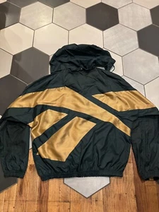 Tuta Reebok Athletic Wear M nylon verde scuro oro logo pista vento vintage anni 90 - Foto 1 di 11