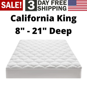 Mattress Pad Cover Pillow Top California King Size Cooling Topper Quilted Soft