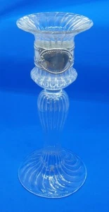 Candelabro in cristallo, con fascia in laminato Ag. Vintage anni '80. H=15cm - Foto 1 di 9