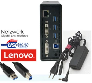 DOCKING STATION LENOVO THINKPAD USB 3.0 KABEL + NETZTEIL DU9019D1 DOC28+NETZ - Picture 1 of 1