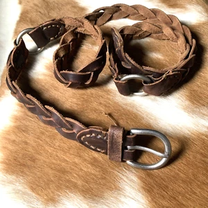 Vintage Abercrombie Fitch Mens Braided Leather Belt Brown Size L 42” Y2K Preppy - Picture 1 of 7