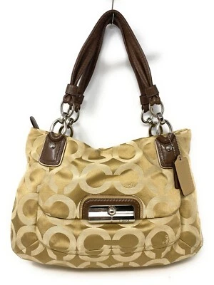 Authentic COACH Kristin OP Art Almond Canvas Beige Tote Shoulder Bag Purse 16813 - Image 1 of 4
