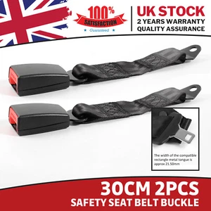 2X Universal Black 30cm Webbed Safety Seat Belt Buckle End Free Shipping UK - Picture 1 of 8