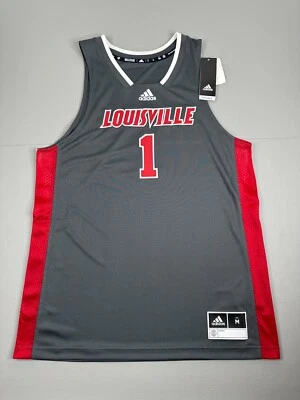 Louisville Cardinals Basketball Jersey Adidas #1 Mens Medium Gray New - Image 1 of 4