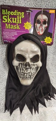 2016 BLEEDING SKULL MASK Blood Adult Grim Reaper Halloween Death Skull NEW - Image 1 of 4