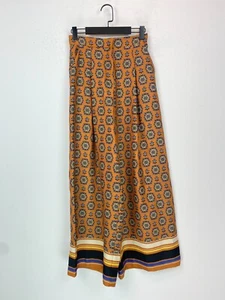 River Island Orange Blue Floral Print Wide Leg High Waist Trousers UK 8 - Picture 1 of 14