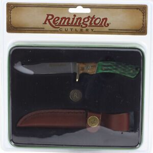Remington Whitetails Cutover Deer Fixed Blade Knife Gift Set Tin Green Wood Bone