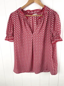 Max Studio Women's Red Slit Neck Ruffle Trim Flutter Sleeve Blouse L - Bild 1 von 7