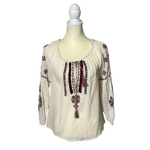 American Eagle Gauzy Boho Peasant Cottagecore Embroidered Blouse Women' Size S - Picture 1 of 16