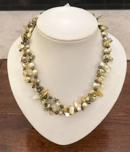 Beautiful Double Strand Blister Pearl Necklace with 925 Silver Lifebuoy Clasp - Picture 1 of 7