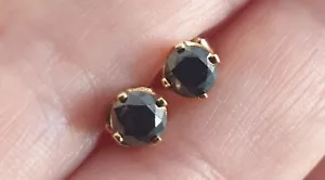9ct Gold Black Diamond 0.50ct Earrings Studs - Picture 1 of 9