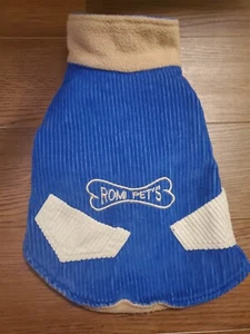 Romi Person Blue Corduroy Fleece Dog Jacket Size 3  Small Dog - Picture 1 of 5