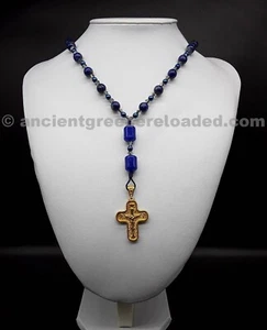 The Deep Blue Irish Anglican Rosary Halskette, Swarovski, Lapislazuli, 925. Jade - Bild 1 von 4