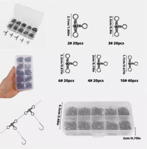 5 Size 120pcs 3 Way Swivels Cross Line Barrel T-Turn Swivel Surf Fishing Tackle - Picture 1 of 24