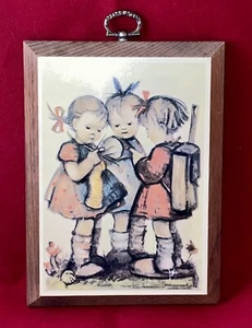Vintage Hummel Original Print School Girls Wooden Wall Hanging Plaque 1981 - Picture 1 of 3