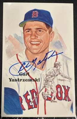 Carl Yastrzemski Autographed Perez Steele Postcard HOF Red Sox BAS - Image 1 of 2