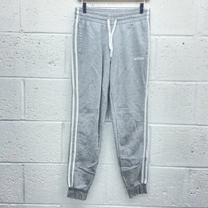 ADIDAS GREY SWEATPANTS THREE STRIPED SWEATPANTS TRACKSUIT BOTTOMS CUFFED UK S - Picture 1 of 4