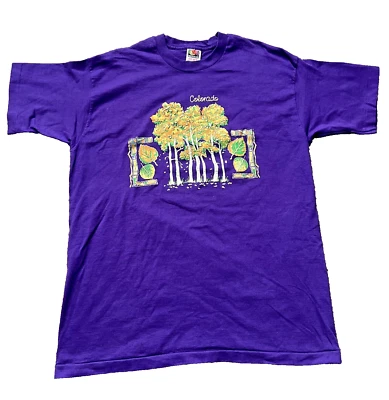 Vintage 90's Colorado Fall Frees Puff Paint Graphic T-shirt Purple Single Stitch - Image 1 of 4