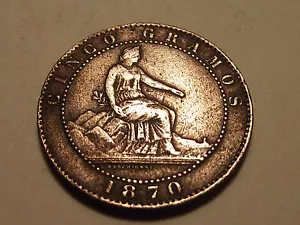 #3280 España; 5 Centimos 1870 OM - Imagen 1 de 2