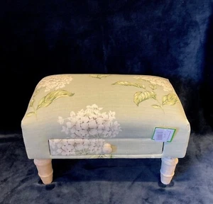 Rectangular Green Floral Linen Padded Footstool with Drawer MIN2116 - Picture 1 of 5