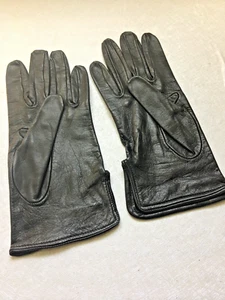 Vintage Cuero Industria Argentina Womens Black Leather Thin Lined Driving Gloves - Picture 1 of 4