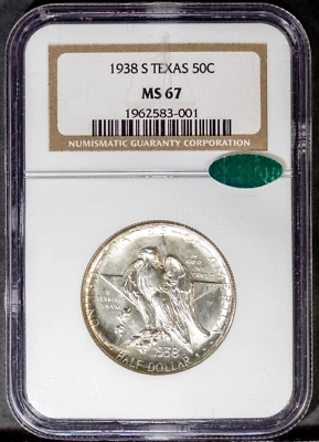 CAC 1938-S Texas Half-dollar MS 67 NGC # 1962583-001 + Bonus - Image 1 of 2