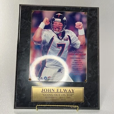 Archivo de fotos John Elway Denver Broncos NFL edición limitada placa de retiro 15x12 Foto 1 de 4