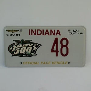 2001 Indianapolis 500 Pace Car License Plate #48 Oldsmobile Bravada IMS - Picture 1 of 8