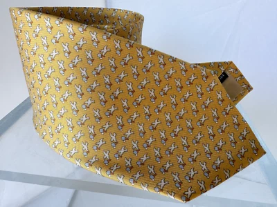 New Salvatore Ferragamo Men's Tie Seagull with Ping Pong Racket Silk Neckwear - Image 1 of 4